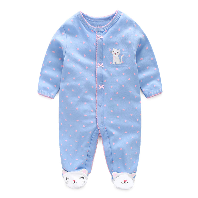 Long-sleeved one-piece buttoned romper crawler