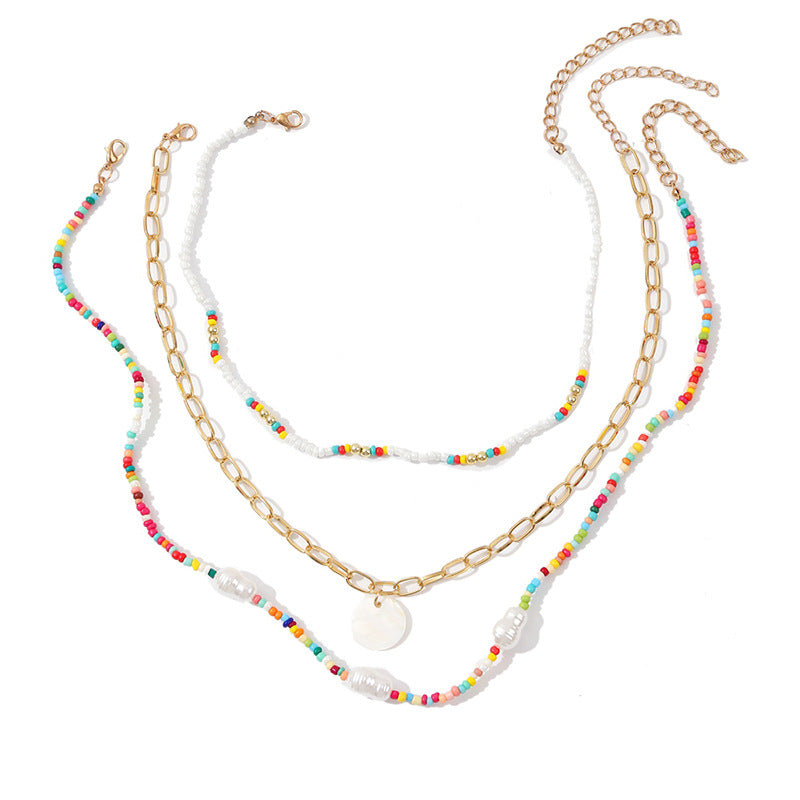 Bohemian Hand-Woven Multi-Layer Rice Bead Necklace