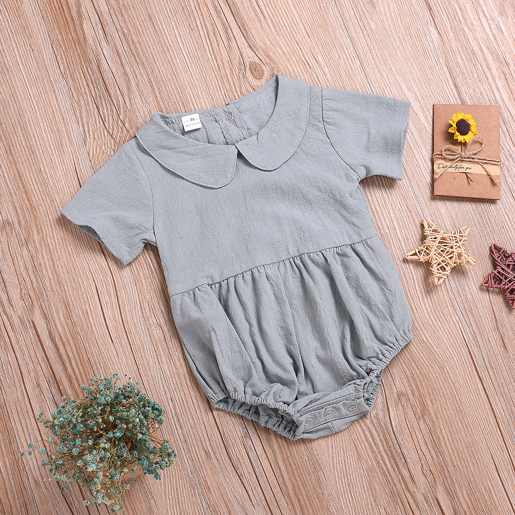 Baby Girl 3 Color Doll Collar Short Sleeve Halter