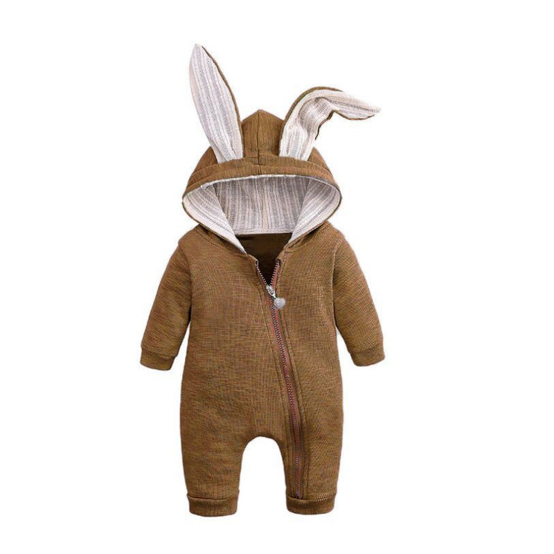 Big ears bunny one-piece l hooded zipper romper romper