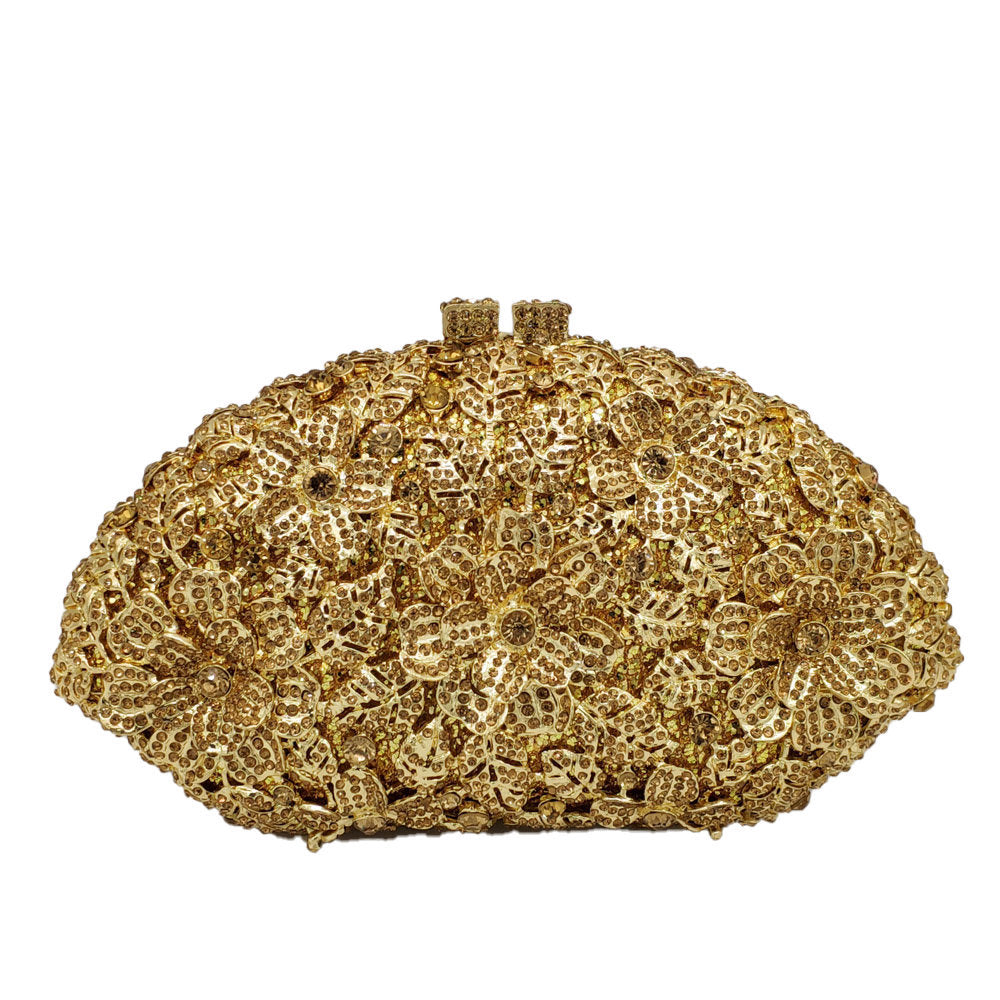 Shell-shaped flower gemstone bag evening bag rhinestone clutch