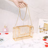 Metal hollow shoulder bag European and American fashion clutch iron mesh chain messenger dinner bag
