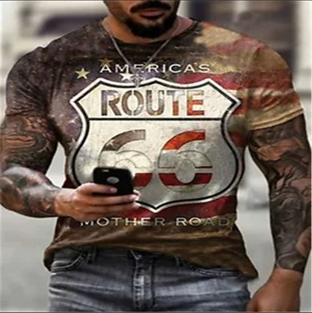 3D Digital Round Neck Short Sleeve T-Shirt