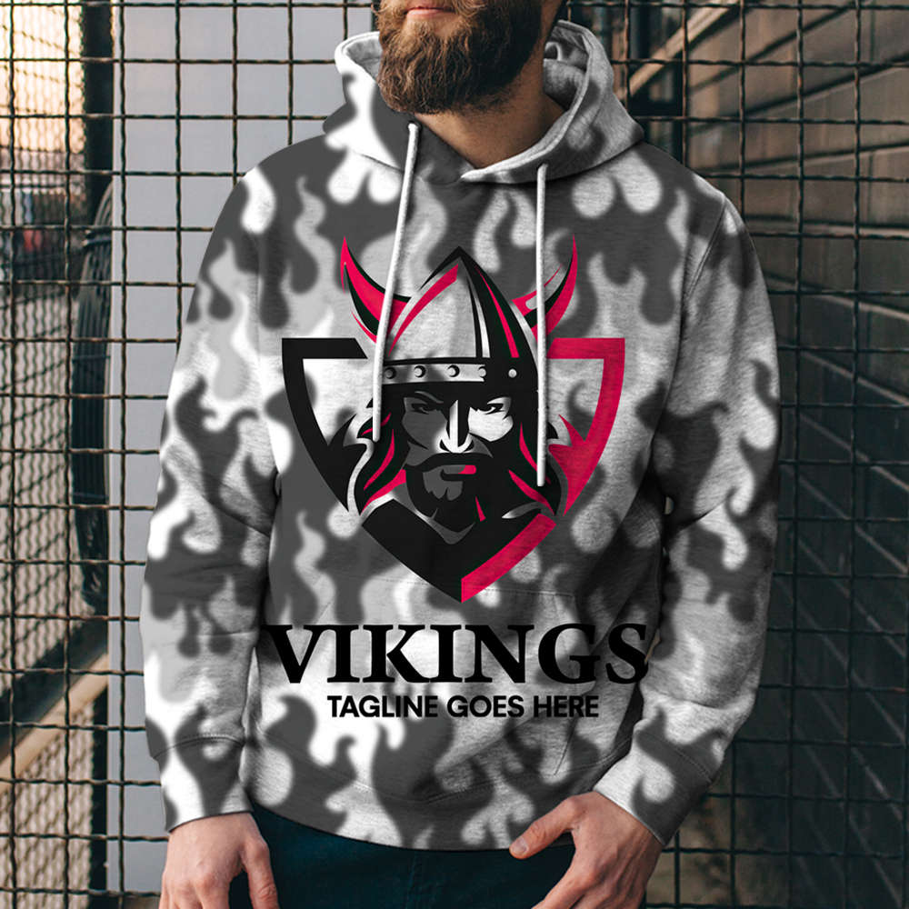 3D Digital Printing Loose Hooded Sweatshirt