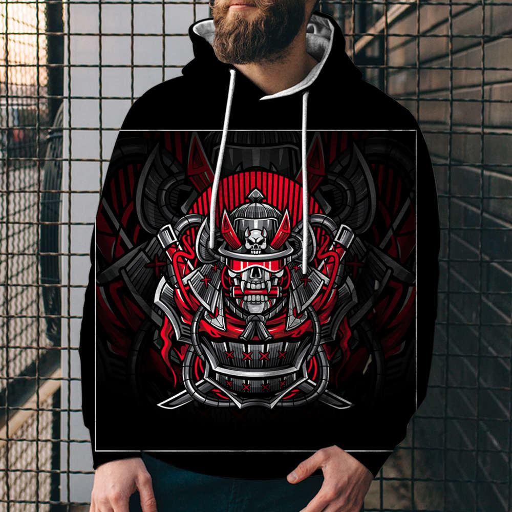 3D Digital Printing Loose Hooded Sweatshirt