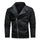 Men PU Leather Jacket with Oblique Zipper and Large Lapel Collar