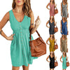 Fashion Solid Color Waist Sleeveless Short Dress