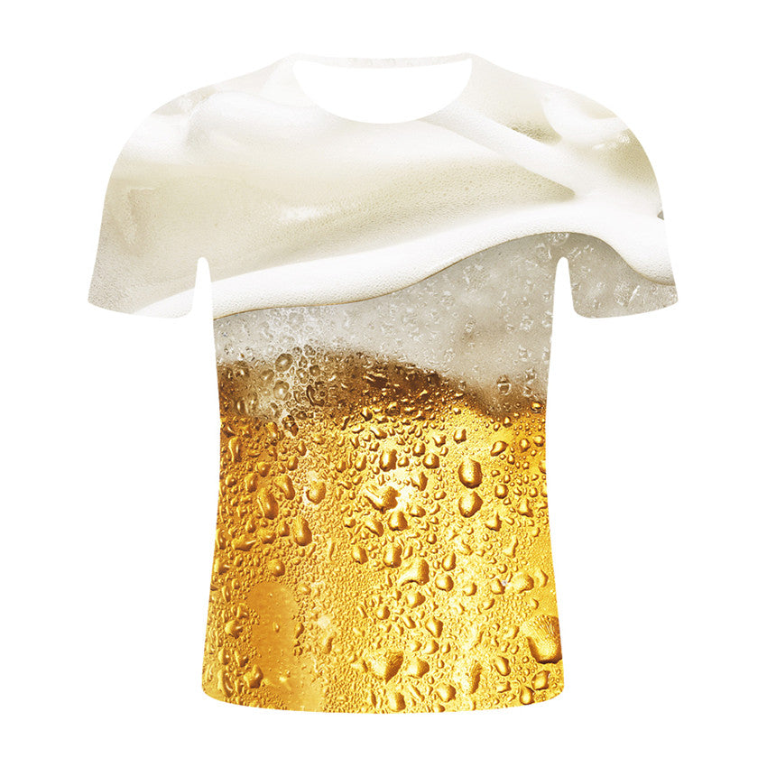 Graphic Beer Print Short-Sleeved T-Shirt