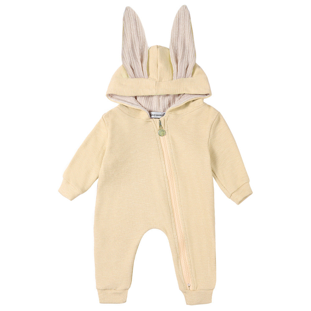 Big ears bunny one-piece l hooded zipper romper romper