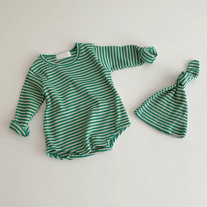 Children's Jumpsuit Romper Striped Male And Female Baby Pullover