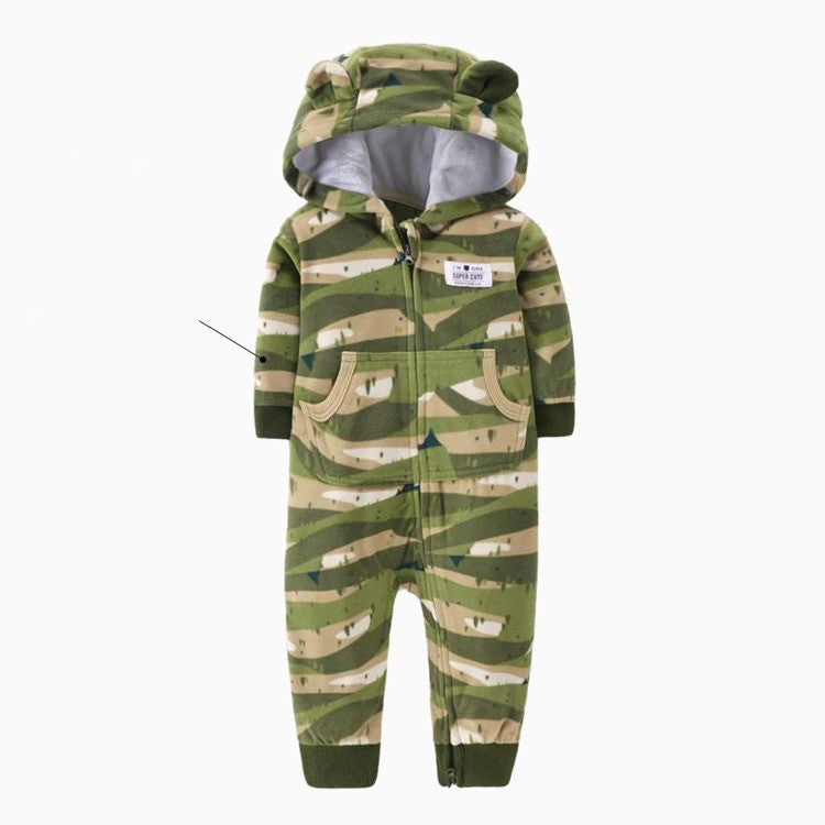 Single layer polar fleece romper zipper shirt