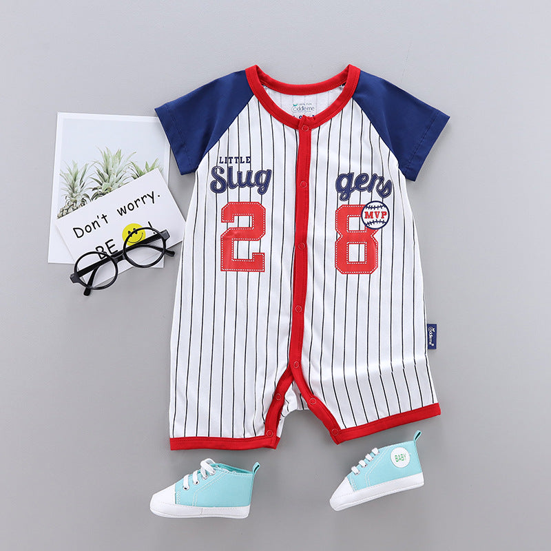 Summer Clothes Thin Combed Cotton Newborn One-piece Baby Short-sleeved Boxer Romper