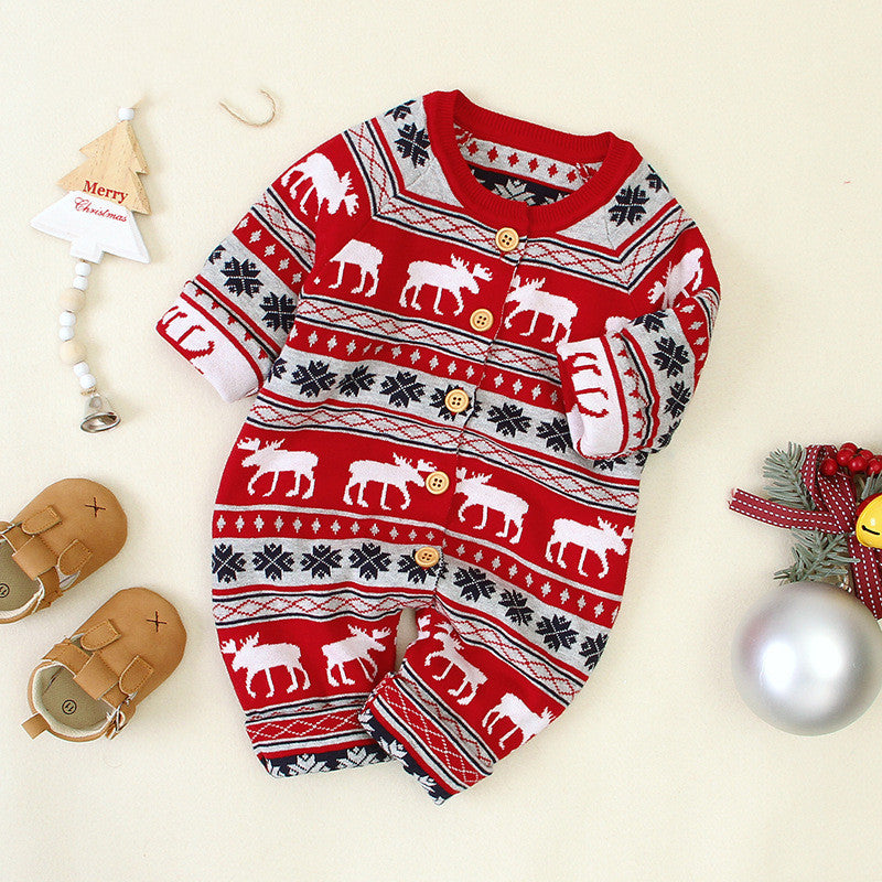 Autumn long-sleeved Christmas deer romper romper