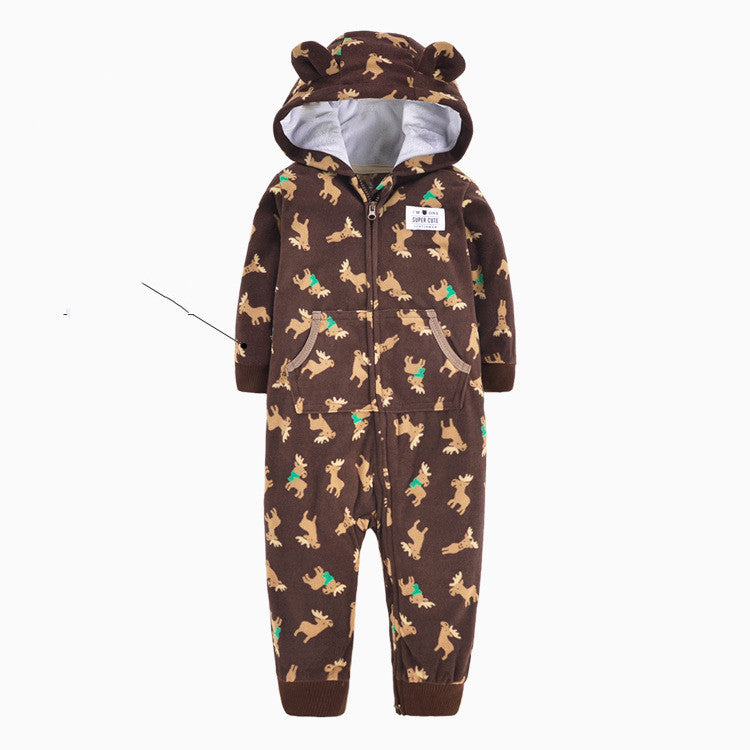 Single layer polar fleece romper zipper shirt