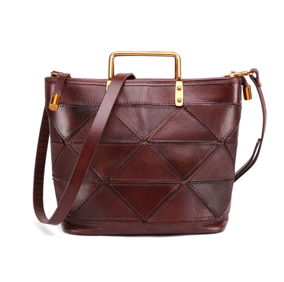 Retro top layer leather crossbody bag