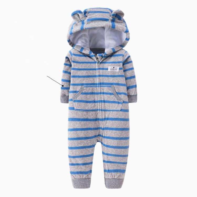 Single layer polar fleece romper zipper shirt