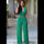 High Waist V-neck Wide-leg Pants Irregular Suit With Belt