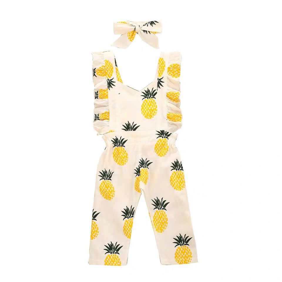 Cotton pineapple printed jumpsuit