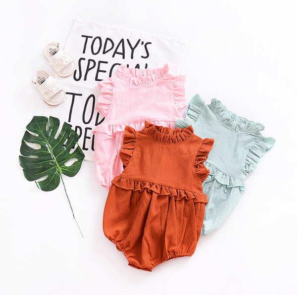 Newborn Baby Girl Sleeveless Ruffles Romper Underwear Apparel Summer