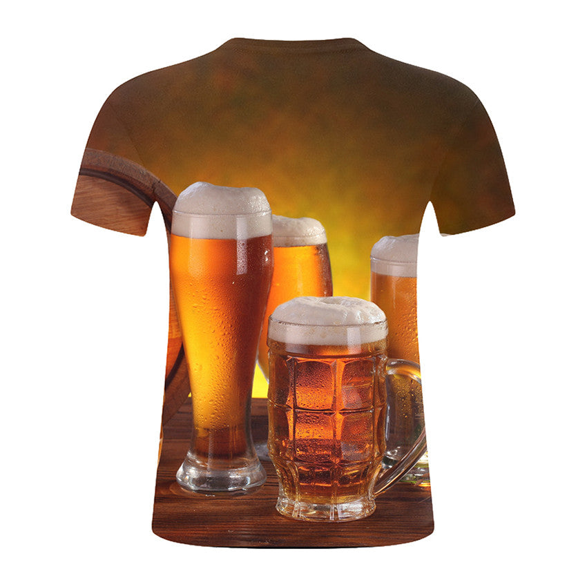 Personalized Design Beer 3D Digital Print Flower Men Short-Sleeved T-Shirt