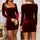 Long sleeve party square neck gold velvet dress