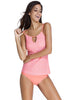 Buttonhole neckline split swimsuit swimsuit