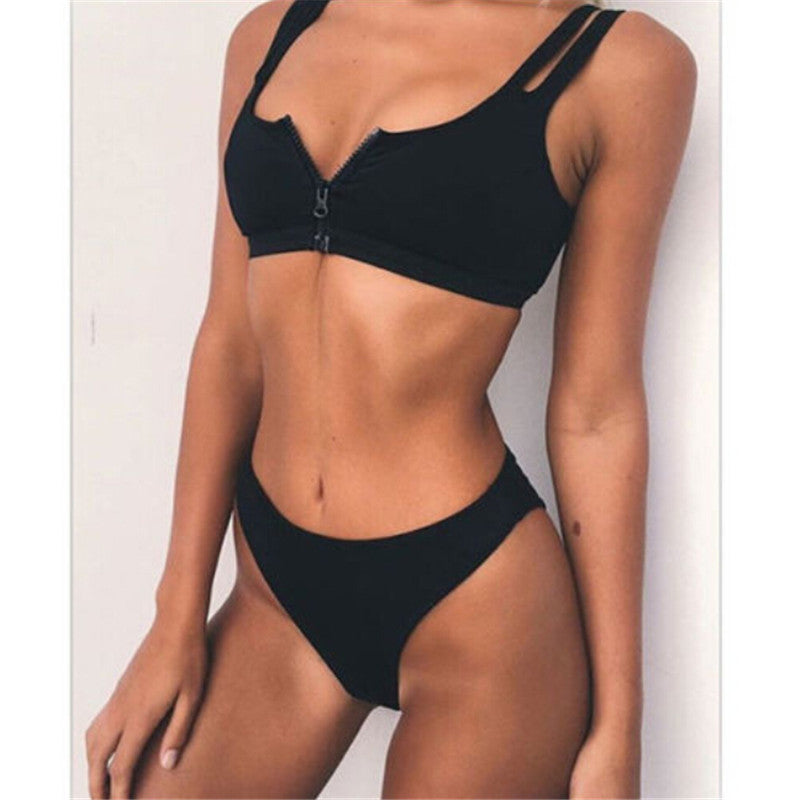 Split swimsuit zipper color swimsuit