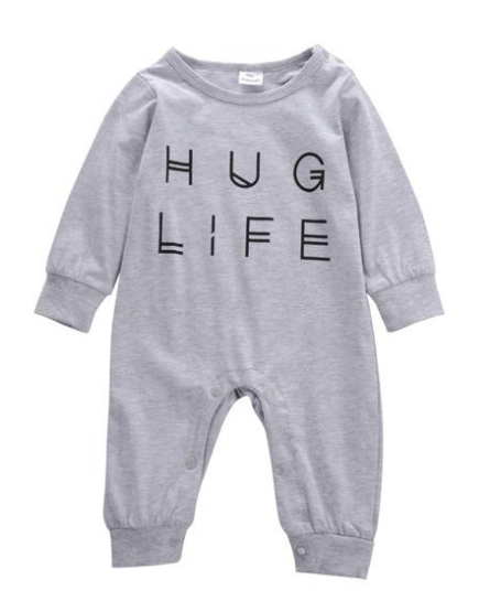 Hug Life Letter Print Toddler's Romper