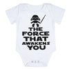 Funny Newborn Infant Clothes Force Awakens You Letter Print White Short Sleeves Tiny Cottons Baby Bodysuits Onesie 0-18M Baby