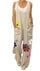 Ebay Foreign Trade Cotton And Linen Solid Color Elastic Button Jumpsuit