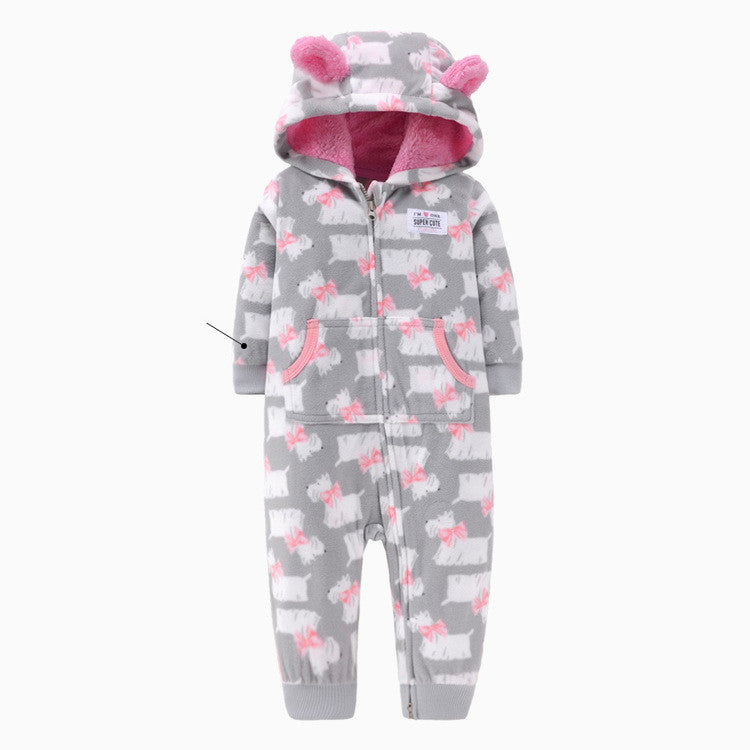 Single layer polar fleece romper zipper shirt