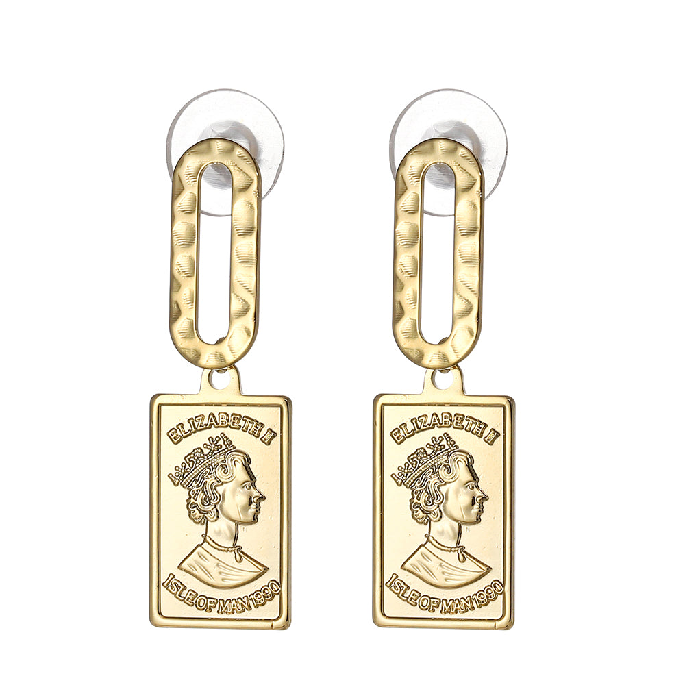 European And American Retro Design Hong Kong Style Square Earrings