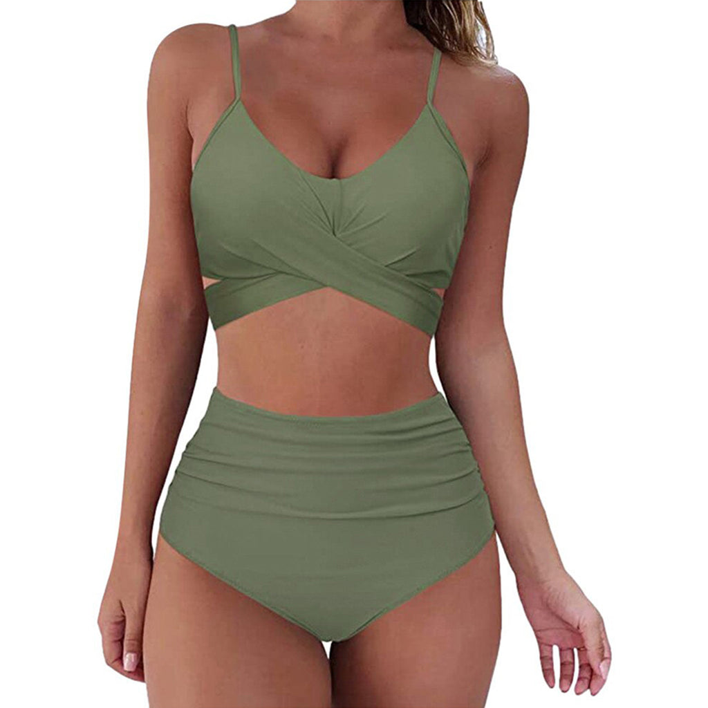 Two-Piece Cross High Waist Split Swimsuit