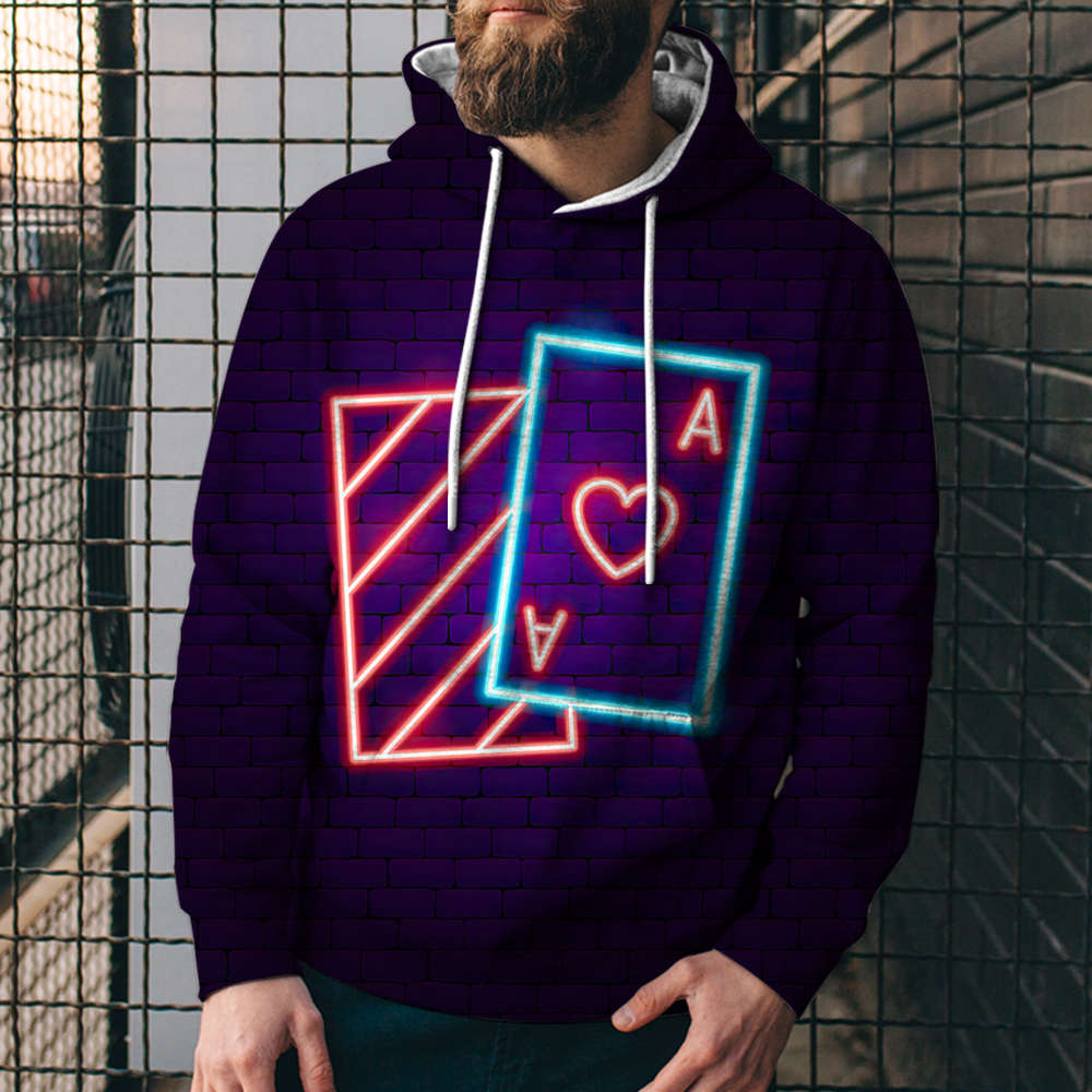 Poker Digital Printed Sweater Street Fashion Loose Sports Hoodie