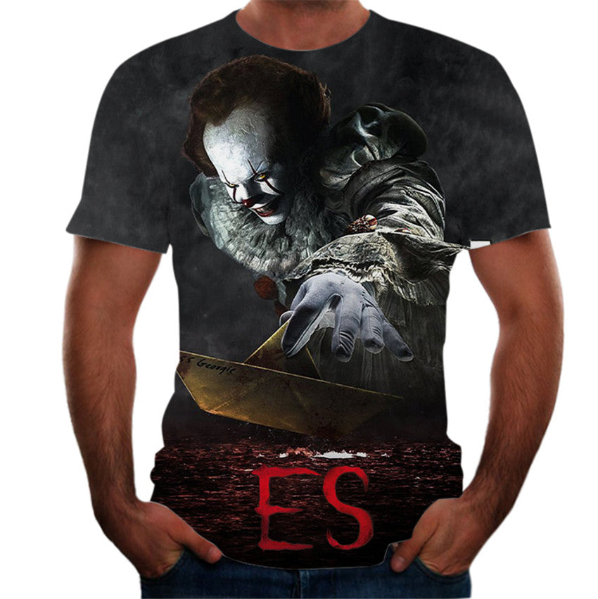 European And American Style Clown 3D Digital Printing Round Neck Short Sleeve T-Shirt