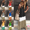 Loose color Mosaic short sleeve dress