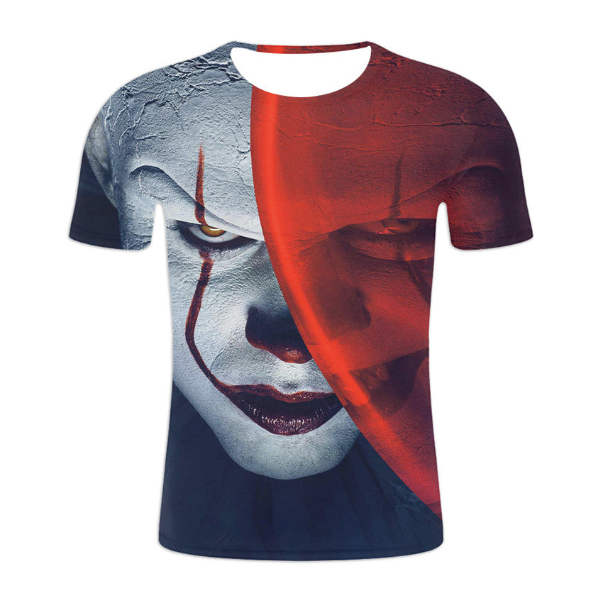 Joker 3D Digital Printing Round Neck Short Sleeve T-Shirt