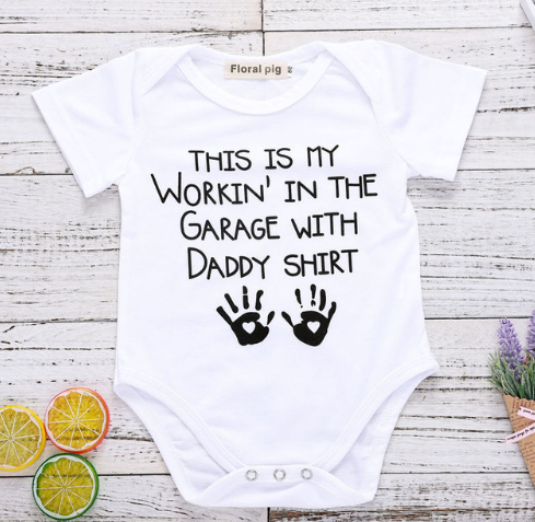 2021 Newborn Baby Clothes Funny 1st Birthday Daddy Letter White Short Sleeve Baby Bodysuits Tiny Cotton Baby Clothes Onesie (China)