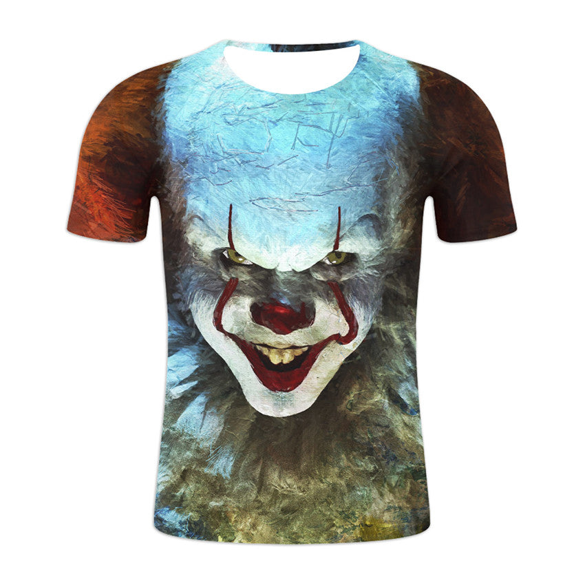 Joker 3D Digital Printing Round Neck Short Sleeve T-Shirt