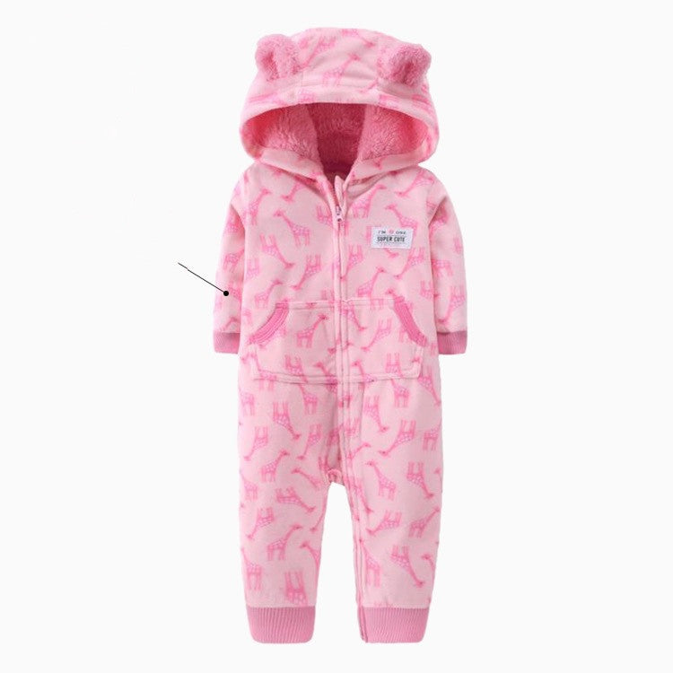 Single layer polar fleece romper zipper shirt