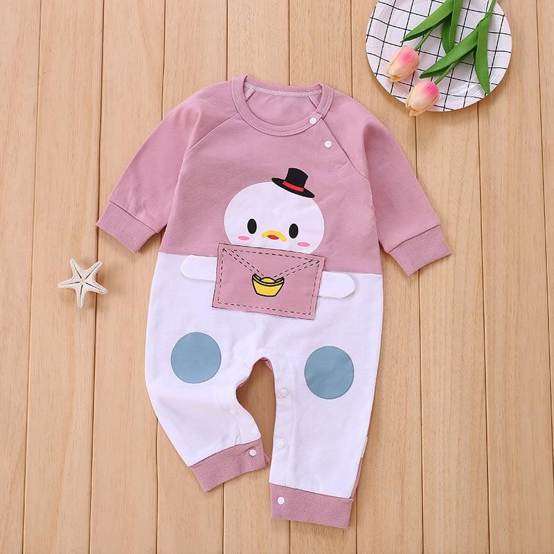 Long-sleeved cotton romper baby suit