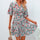 European And American V-neck Short-sleeved Ruffled Floral Dress