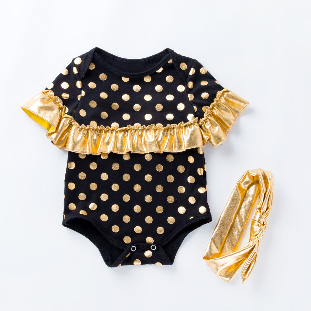 European and American children's wear new golden dot creeper