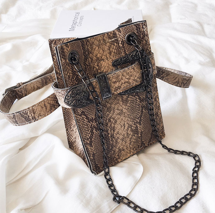 Fashion Snakeskin Casual One-Shoulder Chain Bag