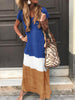 Loose color Mosaic short sleeve dress