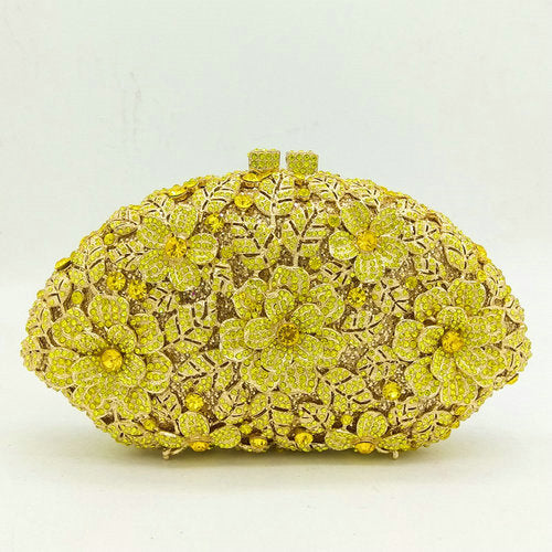 Shell-shaped flower gemstone bag evening bag rhinestone clutch