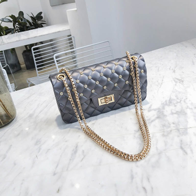 Diamond Chain One-Shoulder Diagonal Small Square Bag