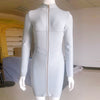 Party Long Sleeve Zipper Silver Silk Bandage Dress