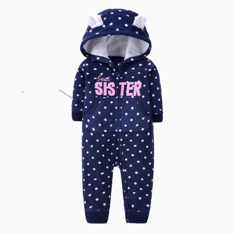 Single layer polar fleece romper zipper shirt