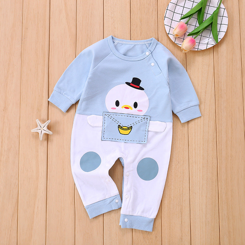 Long-sleeved cotton romper baby suit